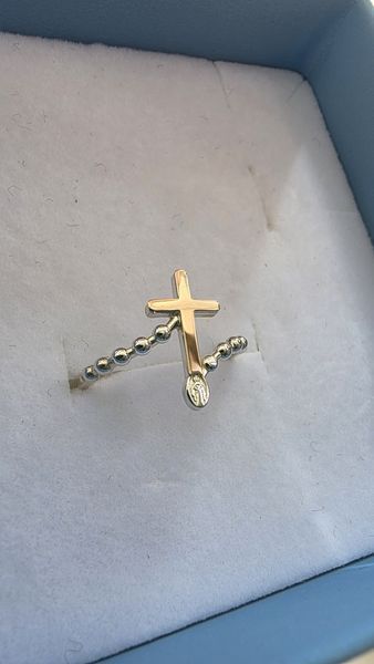 Срібна каблучка-вервиця &laquo;Богородиця&raquo; з золотою напайкою. Срібло 925 Золото 375 661 фото
