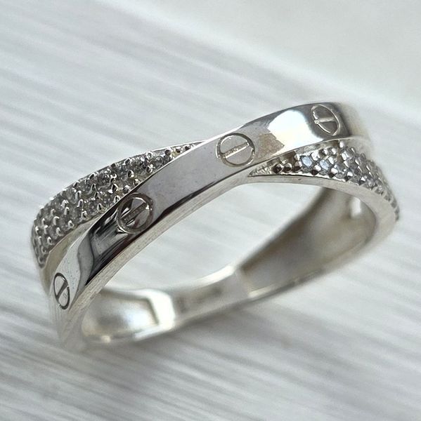 Срібна подвійна каблучка у стилі Cartier  664 фото