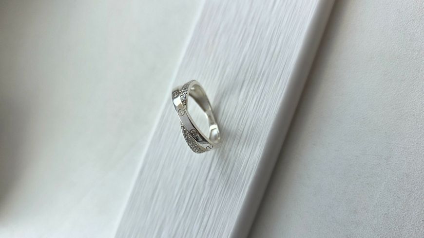 Срібна подвійна каблучка у стилі Cartier  664 фото