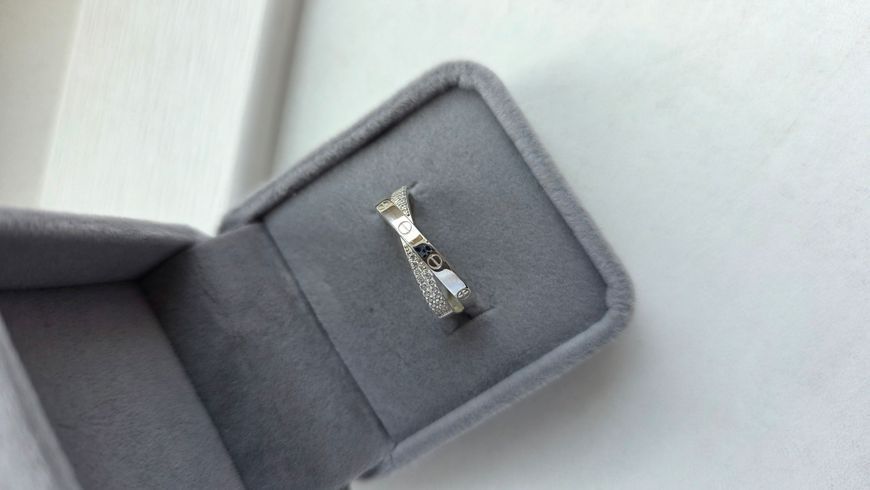 Срібна подвійна каблучка у стилі Cartier  664 фото